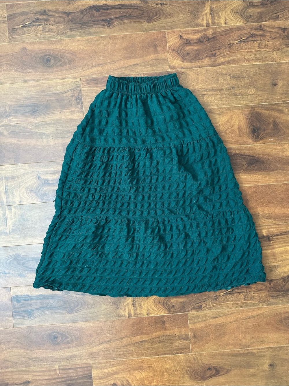 Women's Textured Tiered Midi Skirt - Deep Teal